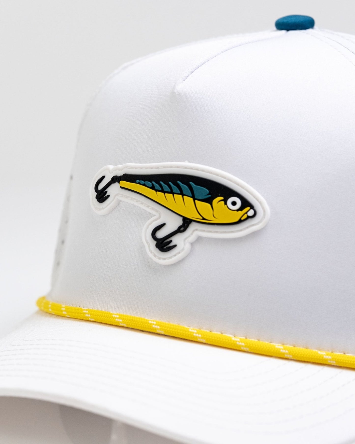 Fishing Lure White - Perforated Rope Hat - Pins and Aces