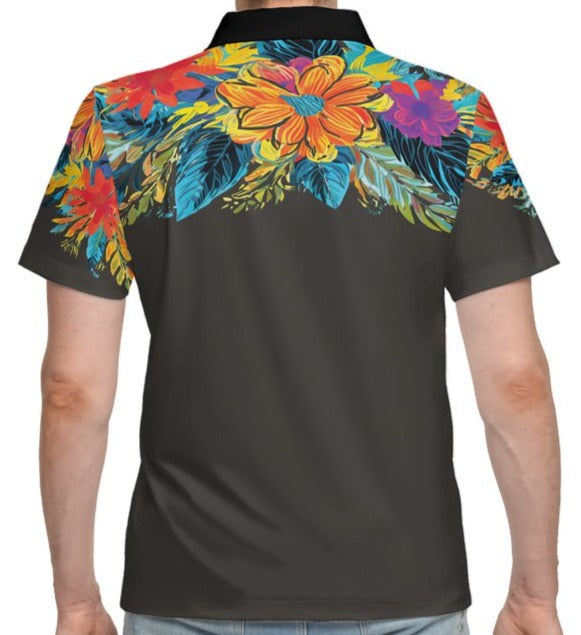 Floral Men’s Classic Fit Stretch Polo Shirt - S -