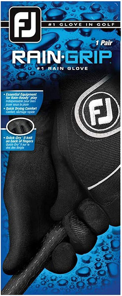 Footjoy Men's Raingrip Golf Gloves, Pair - Black - Pair