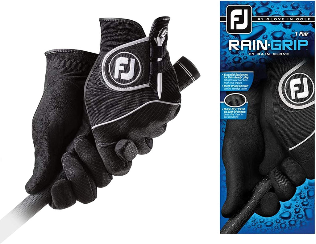 Footjoy Men's Raingrip Golf Gloves, Pair - Black - Pair