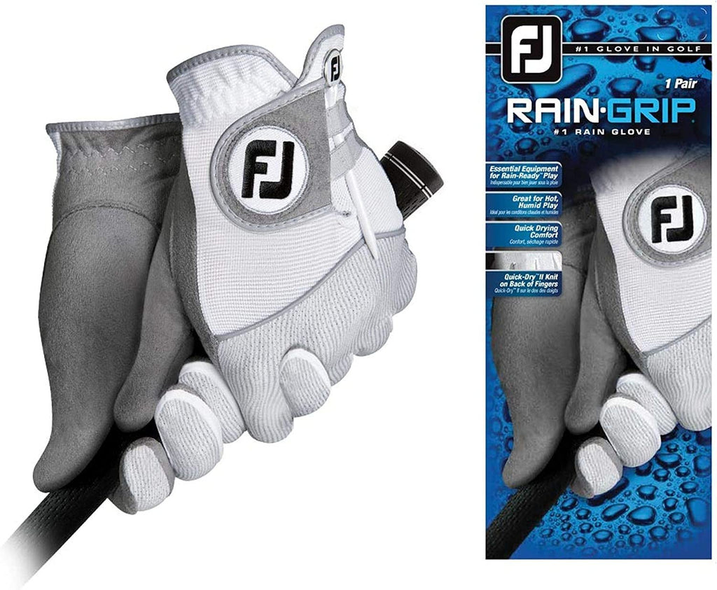 Footjoy Men's Raingrip Golf Gloves, Pair - White / Grey - Pair