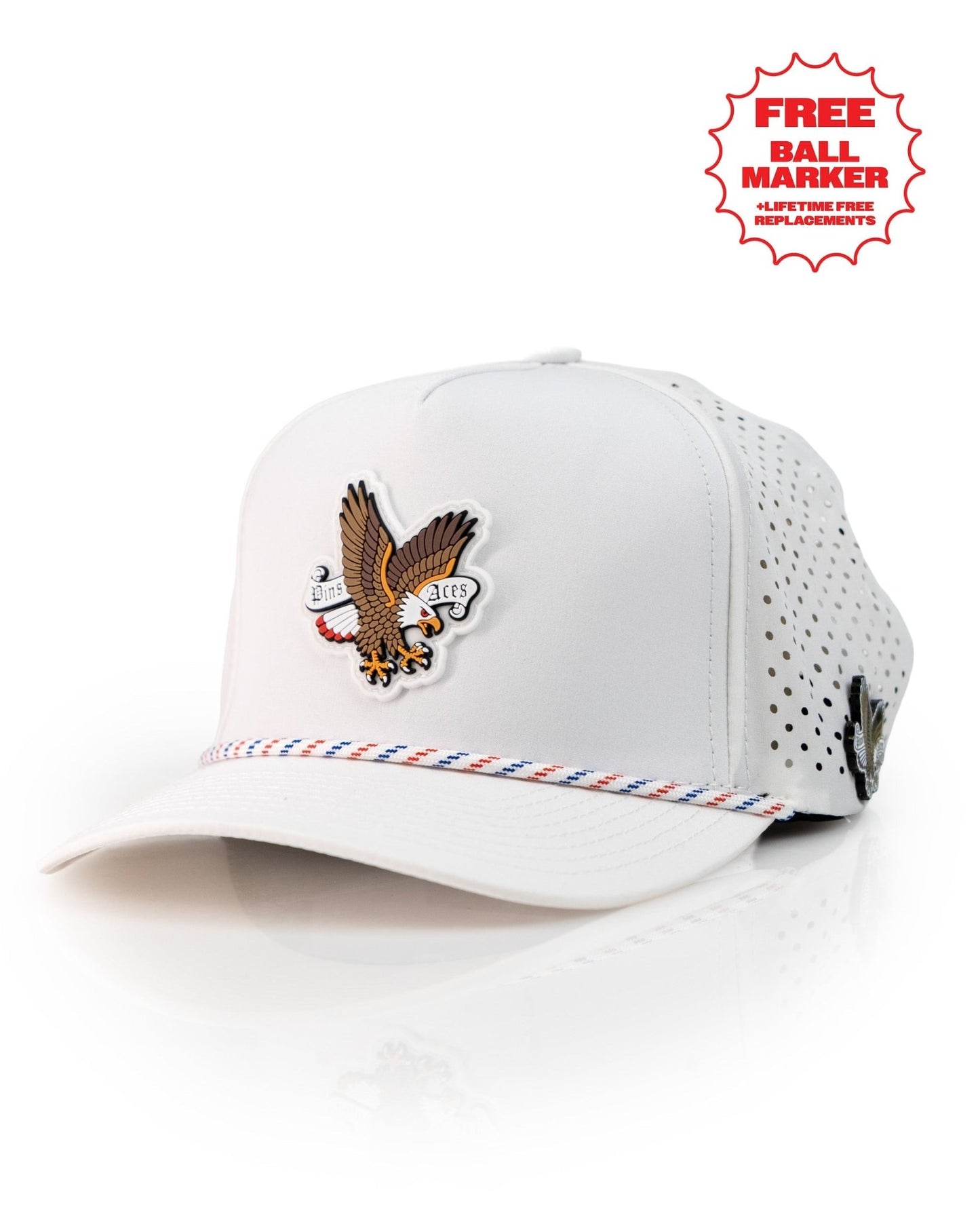 Freedom Eagle White - Perforated Rope Hat - Pins and Aces