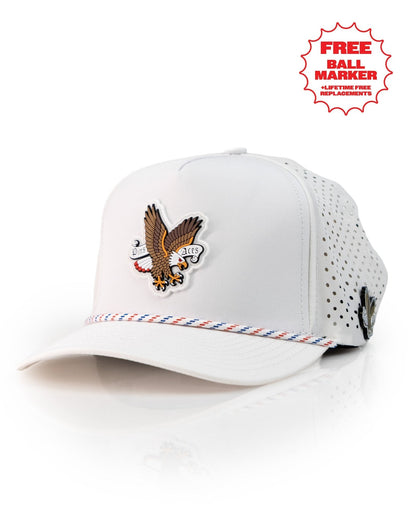 Freedom Eagle White - Perforated Rope Hat - Pins and Aces
