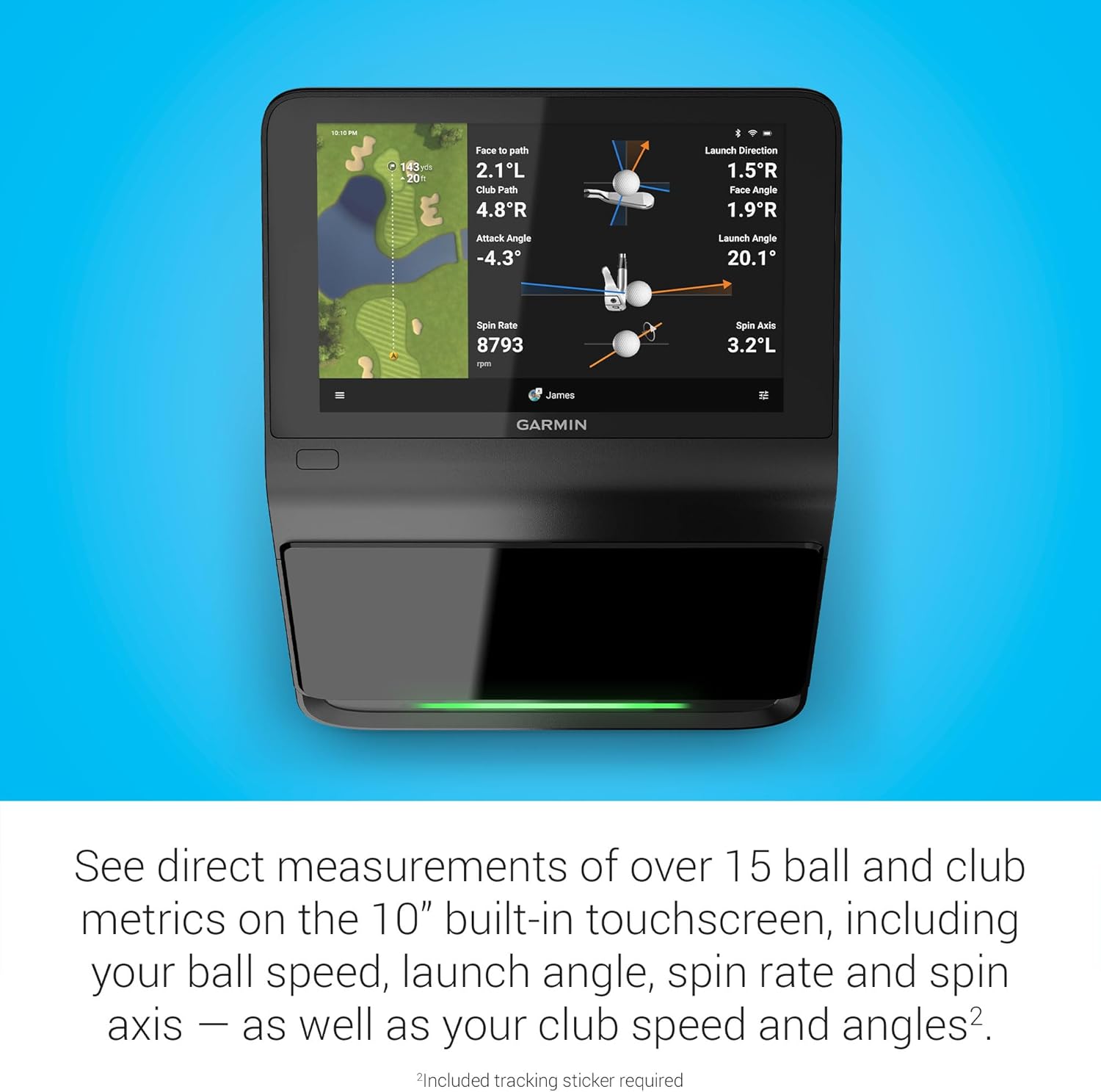 Garmin Approach® R50, Premium Golf Launch Monitor and Simulator, 10" Built - in Color Touchscreen Display - 