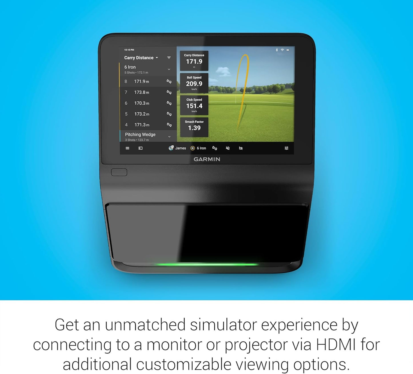 Garmin Approach® R50, Premium Golf Launch Monitor and Simulator, 10" Built - in Color Touchscreen Display - 