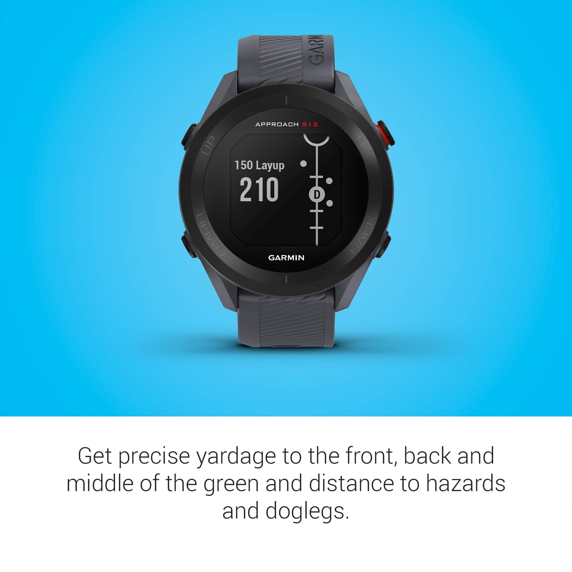 Garmin Approach S12, Easy - to - Use GPS Golf Watch, 42k+ Preloaded Courses, Black - Black - 