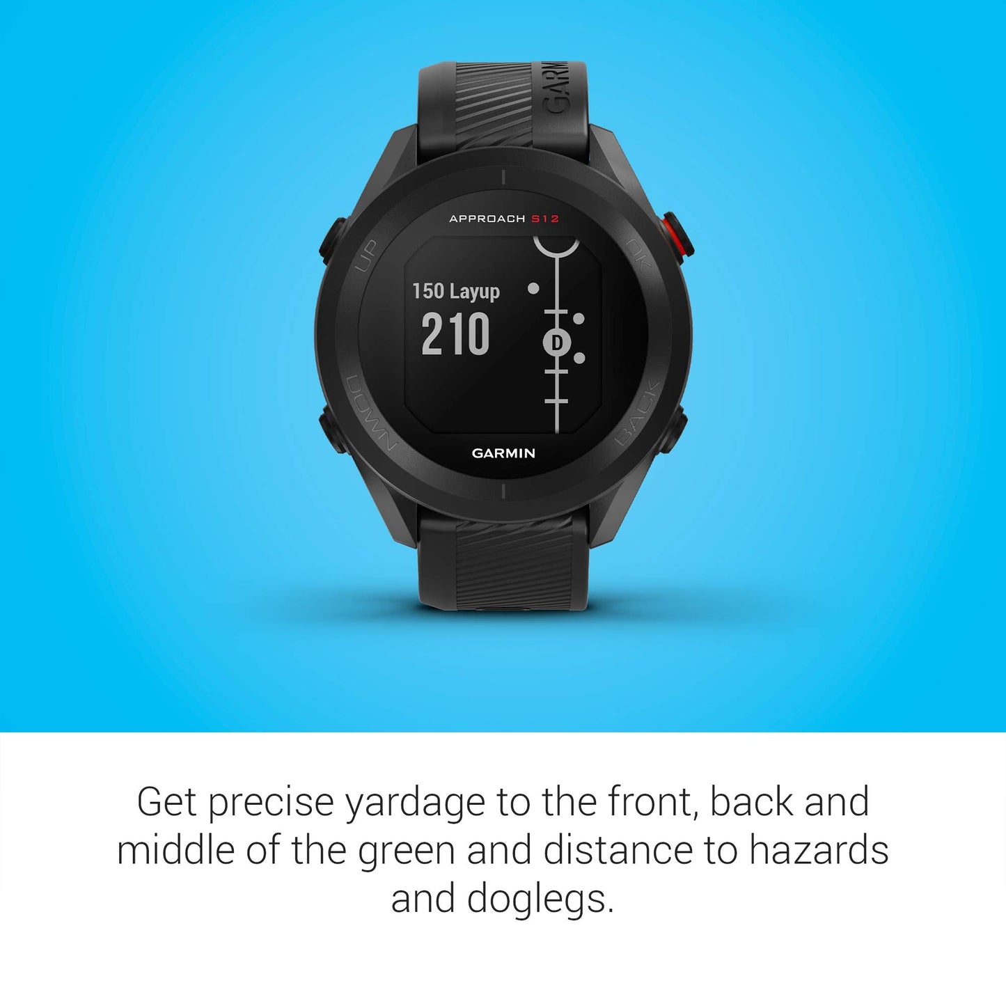 Garmin Approach S12, Easy - to - Use GPS Golf Watch, 42k+ Preloaded Courses, Black - Black - 