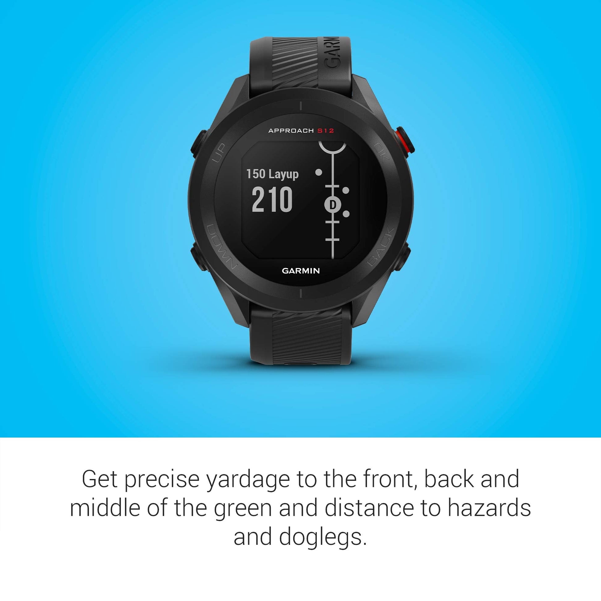 Garmin Approach S12, Easy - to - Use GPS Golf Watch, 42k+ Preloaded Courses, Black - Black - 