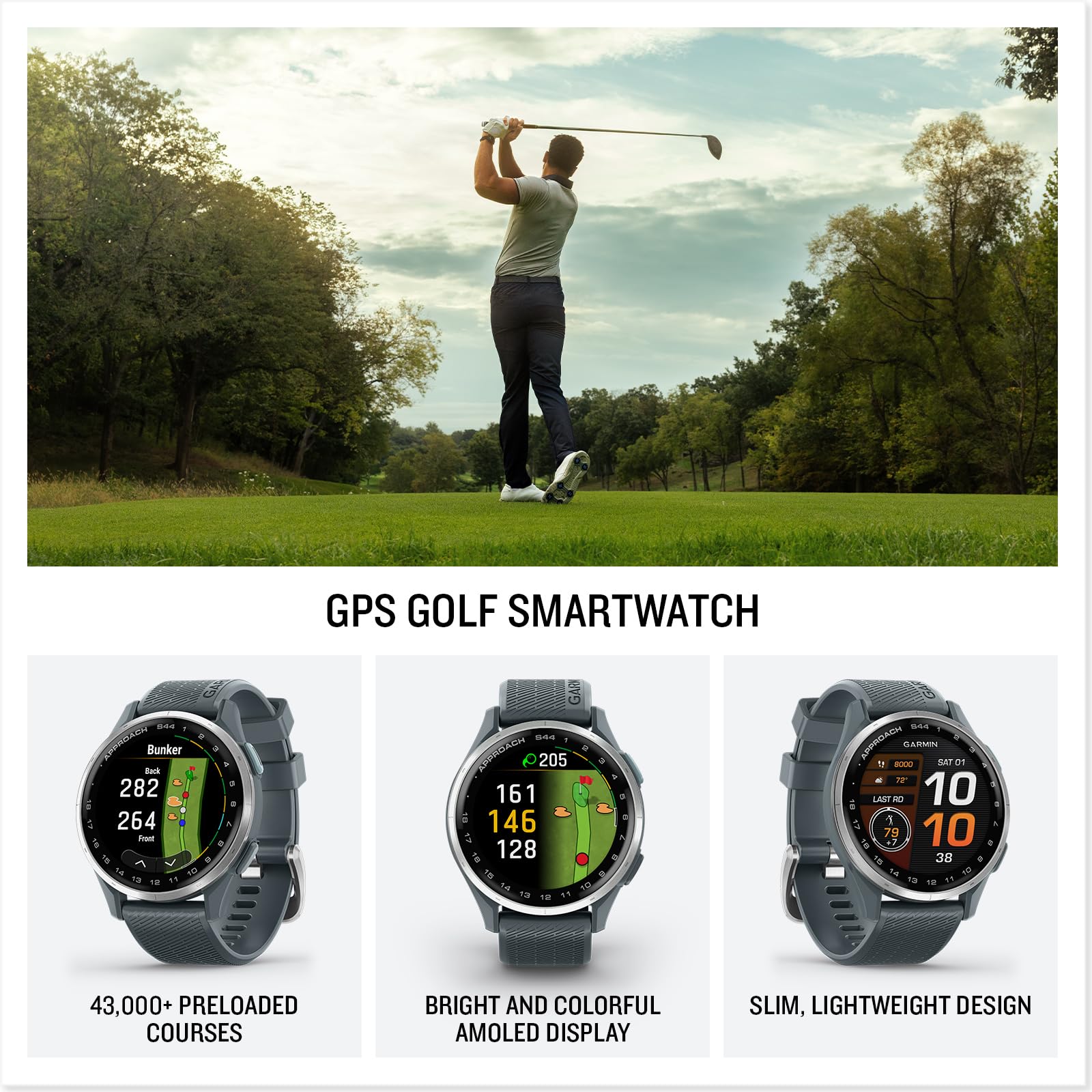 Garmin Approach® S50, Advanced Golf GPS Smartwatch, AMOLED Display - Garmin