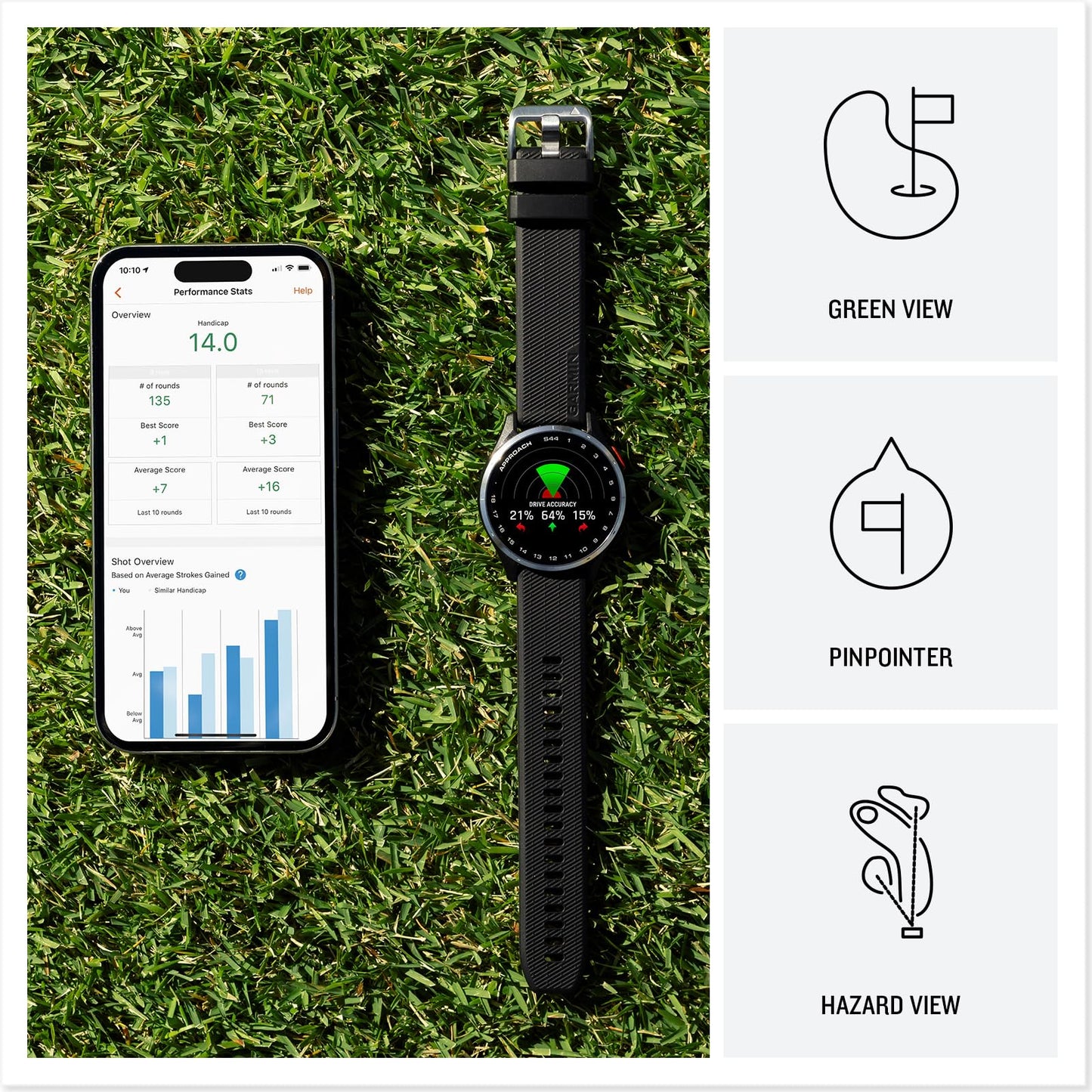 Garmin Approach® S50, Advanced Golf GPS Smartwatch, AMOLED Display - Garmin