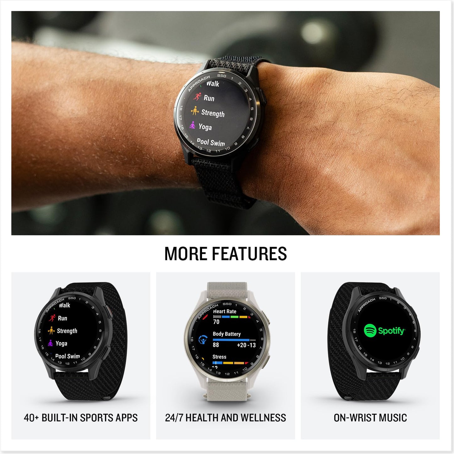 Garmin Approach® S50, Advanced Golf GPS Smartwatch, AMOLED Display - Garmin