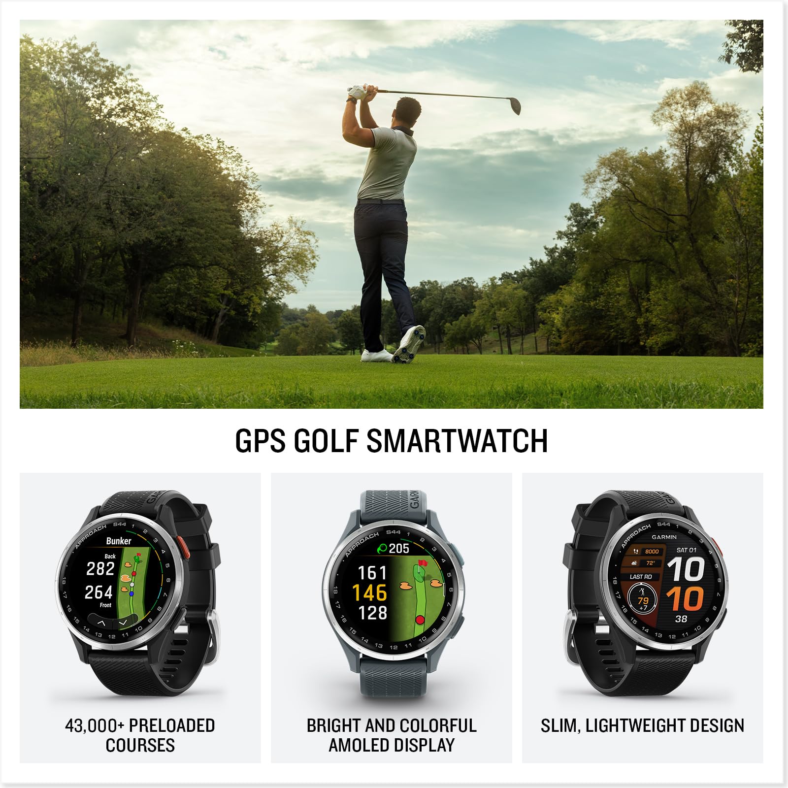 Garmin Approach® S50, Advanced Golf GPS Smartwatch, AMOLED Display - Garmin