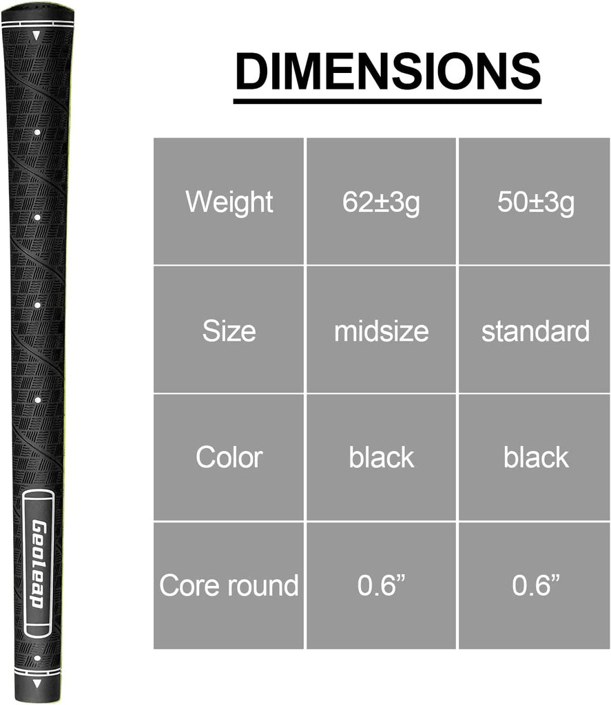 Glory-M Golf Grips- Set of 13 - Black - Standard