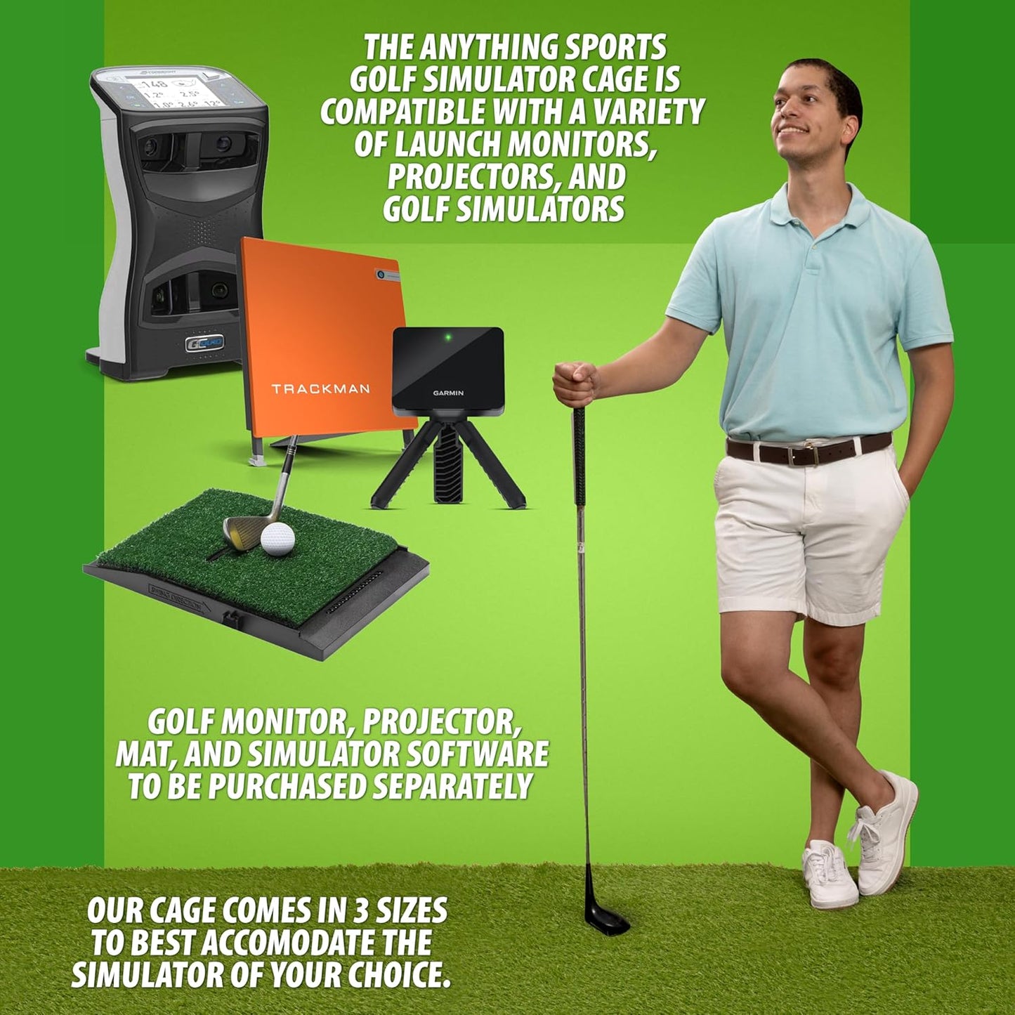 Golf Simulator Cage with Impact Netting and All Poles - 11 x 8'4 x 5 - 