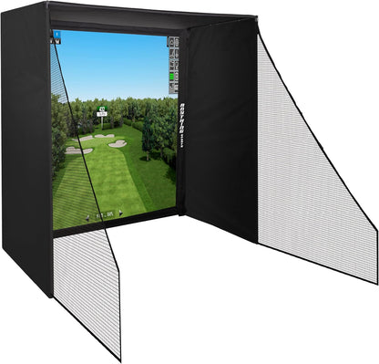 Golf Simulator Cage with Impact Netting and All Poles - 8'4 x 8'4 x 5 - 