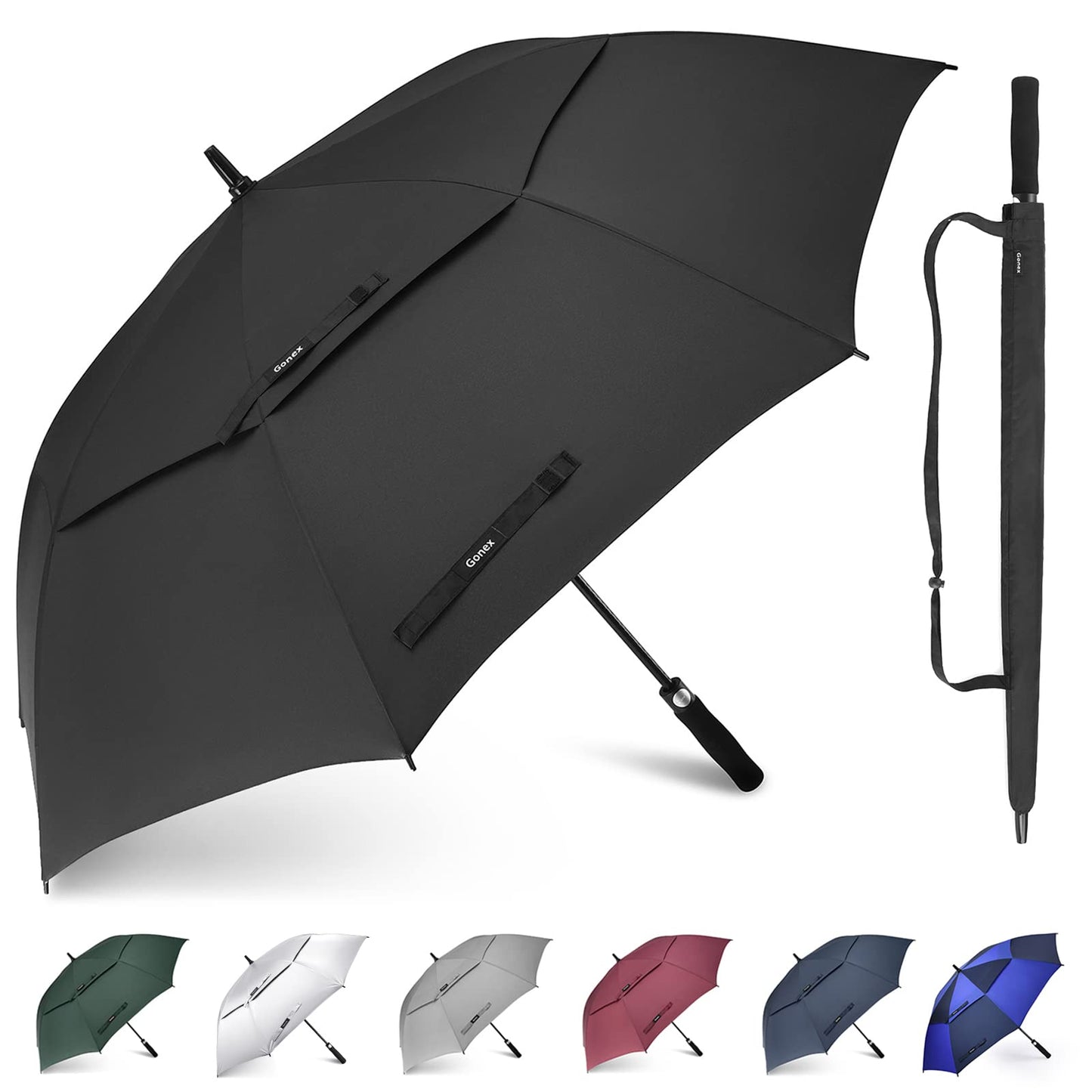 Gonex 54/62/68/72/80 Inch Extra Large Golf Umbrella - Black - 68 inch