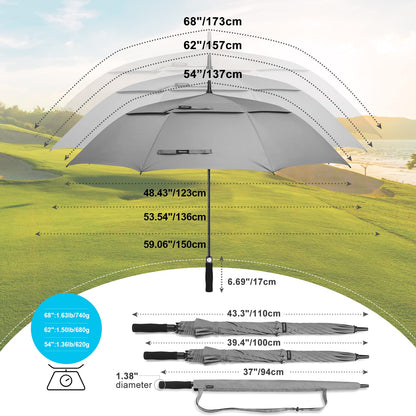 Gonex 54/62/68/72/80 Inch Extra Large Golf Umbrella - Black - 72 inch