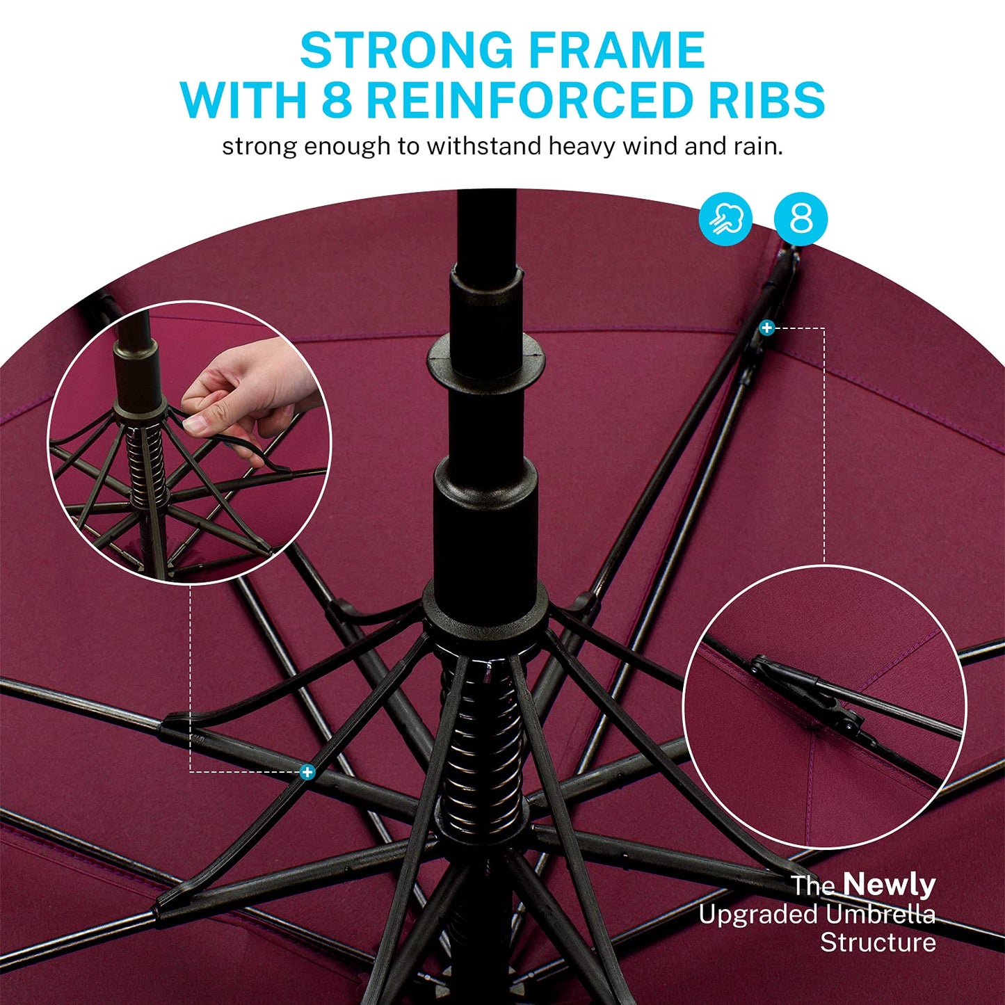 Gonex 54/62/68/72/80 Inch Extra Large Golf Umbrella - Black - 72 inch