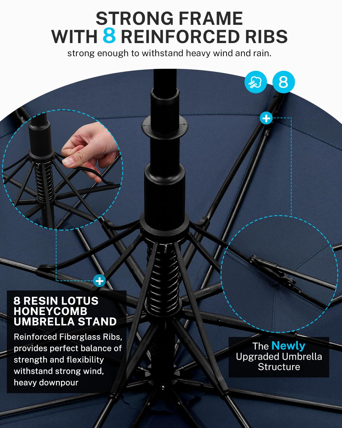 Gonex 54/62/68/72/80 Inch Extra Large Golf Umbrella - Black - 72 inch