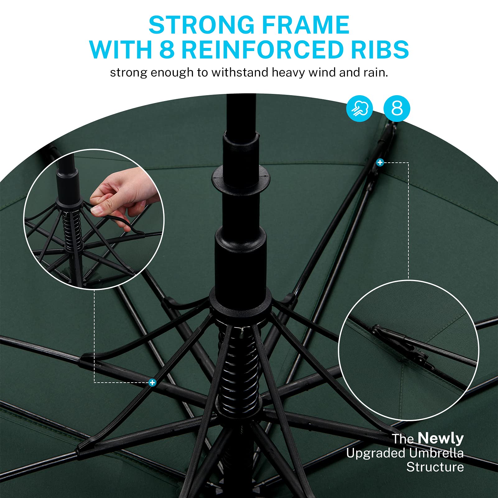 Gonex 54/62/68/72/80 Inch Extra Large Golf Umbrella - Black - 72 inch