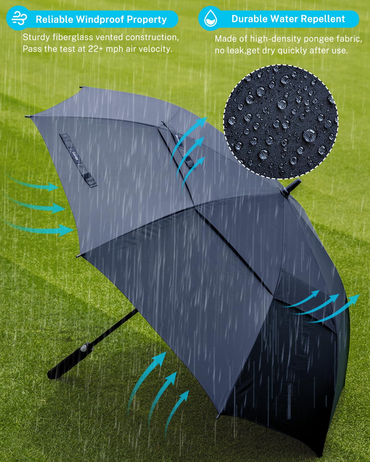 Gonex 54/62/68/72/80 Inch Extra Large Golf Umbrella - Black - 72 inch