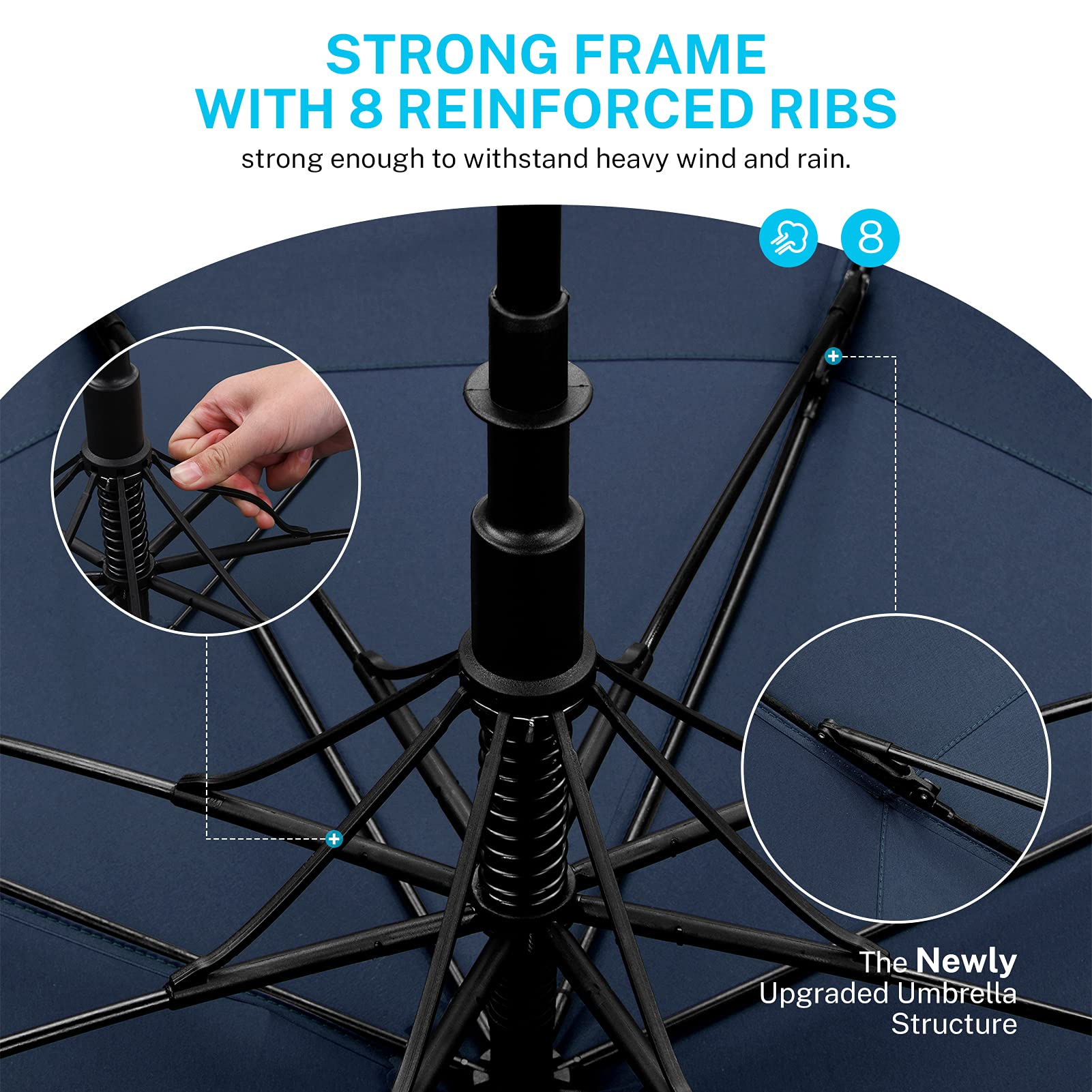 Gonex 54/62/68/72/80 Inch Extra Large Golf Umbrella - Black - 72 inch