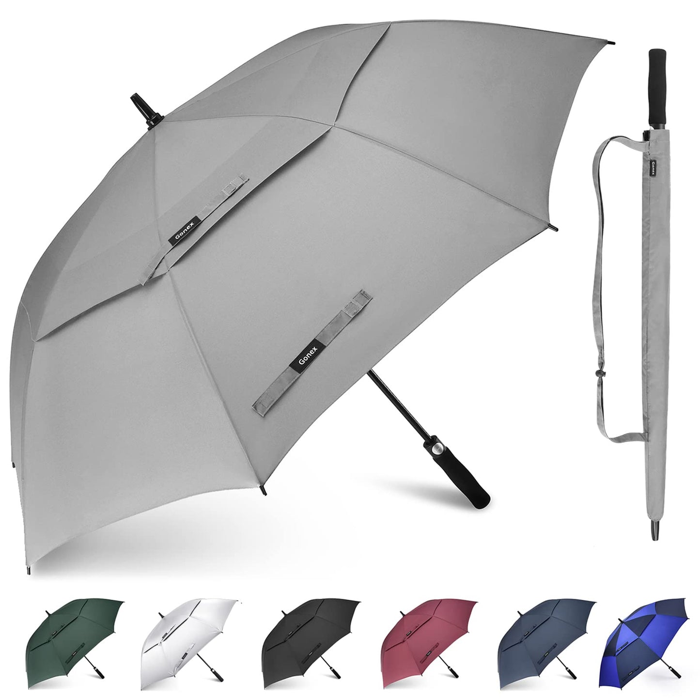Gonex 54/62/68/72/80 Inch Extra Large Golf Umbrella - Grey - 62 inch