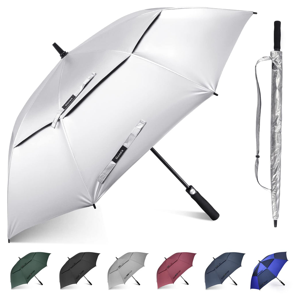 Gonex 54/62/68/72/80 Inch Extra Large Golf Umbrella - Silver/Black - 62 inch