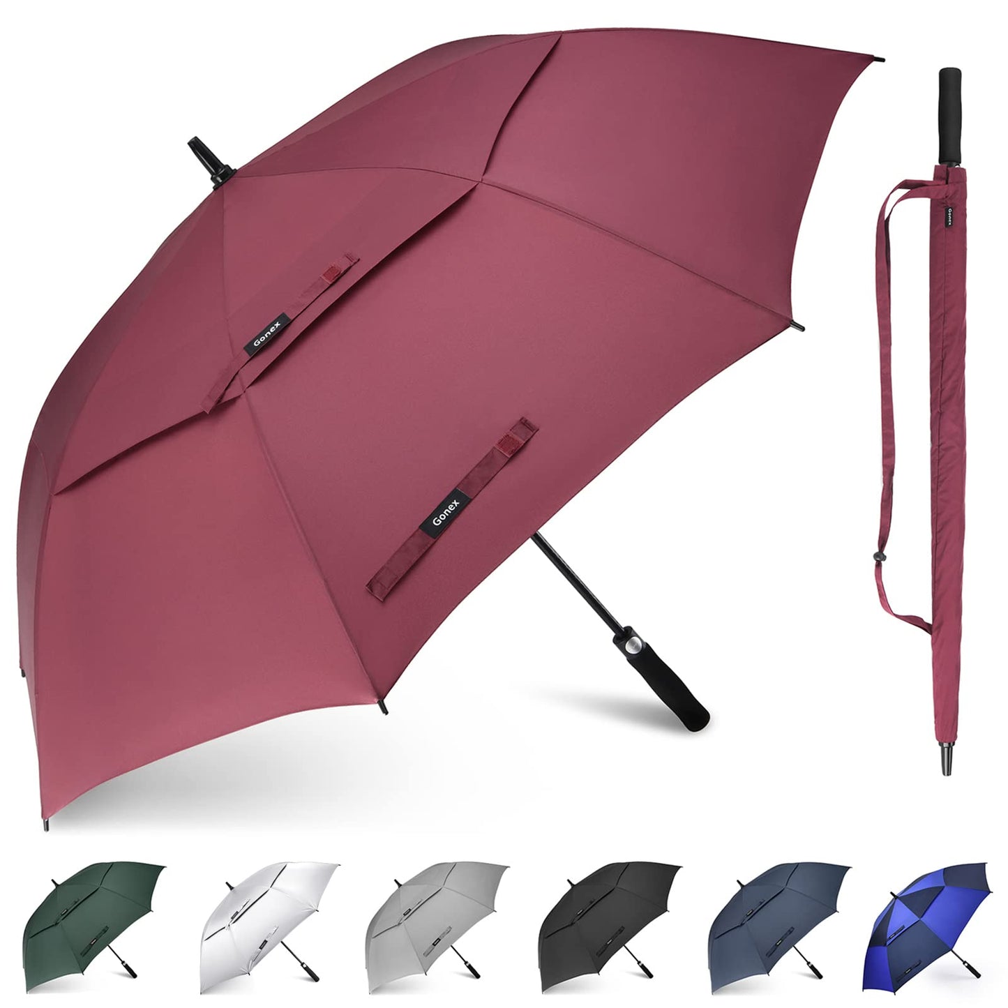 Gonex 54/62/68/72/80 Inch Extra Large Golf Umbrella - Wine - 68 inch