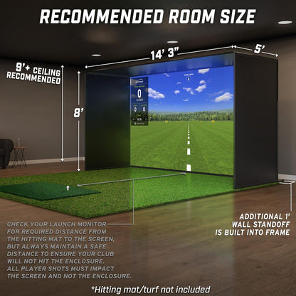 GoSports Golf Simulator Enclosure - Complete Set with Frame and HD Impact Screen Kit - 10 x 8 ft - 