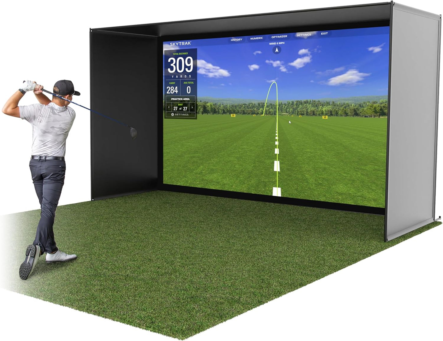 GoSports Golf Simulator Enclosure - Complete Set with Frame and HD Impact Screen Kit - 14 x 8 ft - 
