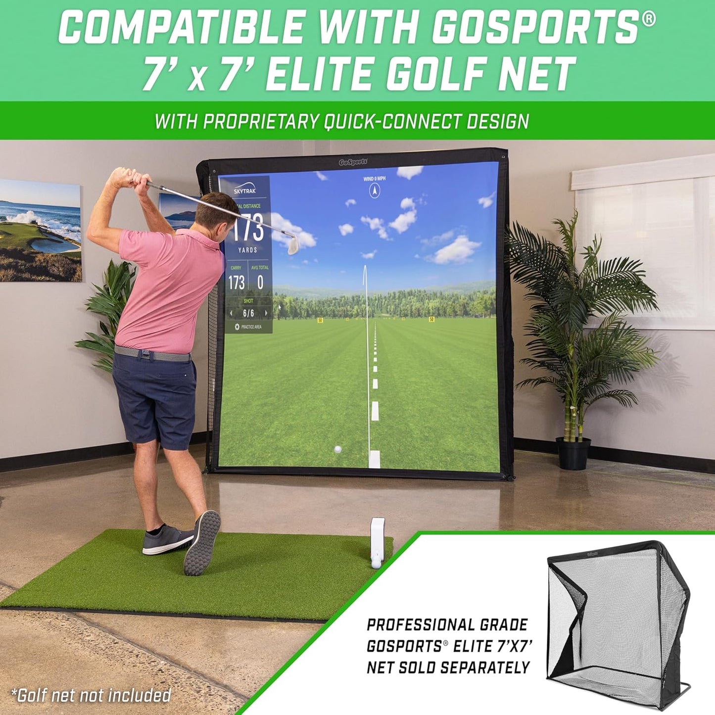 GoSports Golf Simulator Impact Screen - Choose 6.5 ft x 7 ft or 9 ft x 7 ft - 9 ft x 7 ft - 
