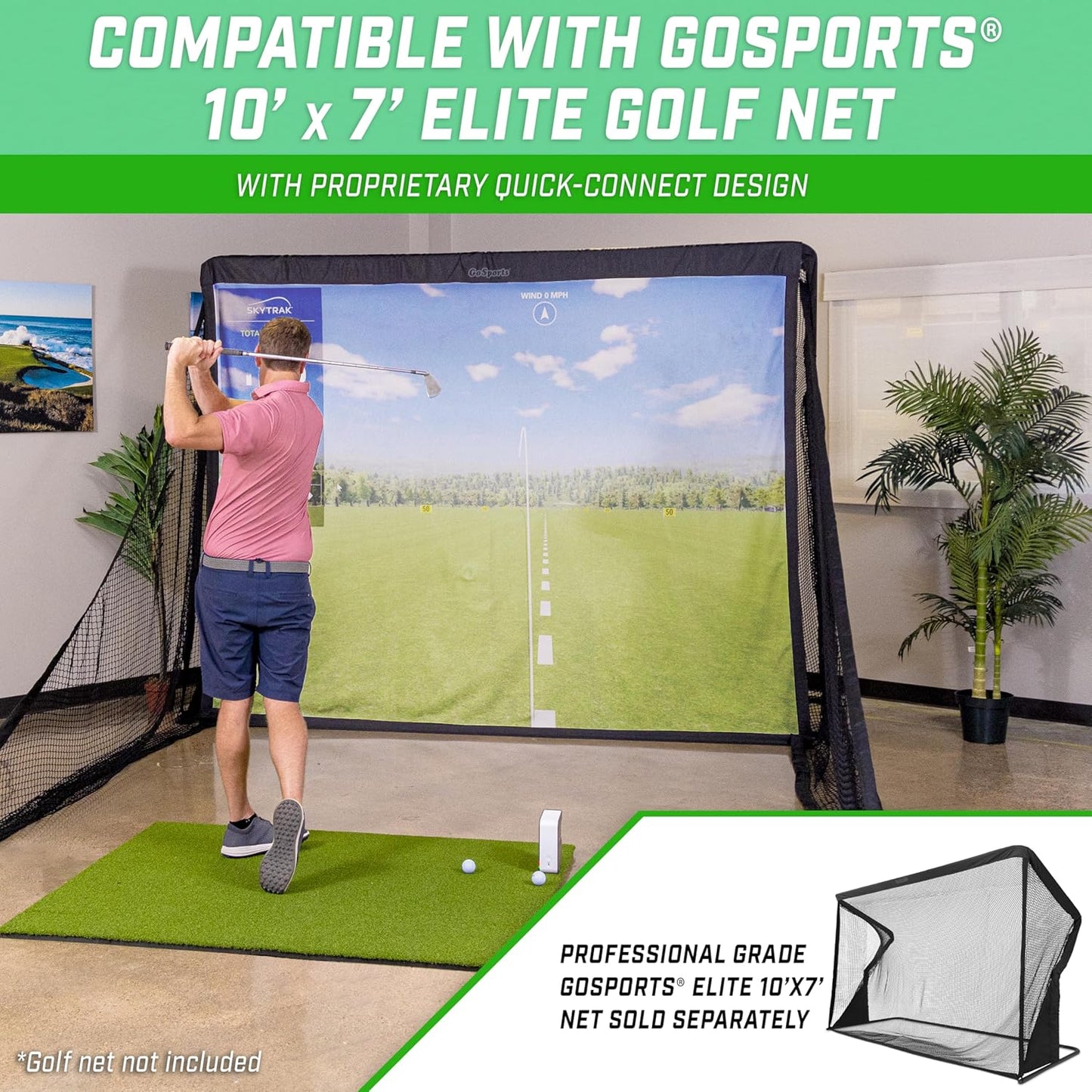 GoSports Golf Simulator Impact Screen - Choose 6.5 ft x 7 ft or 9 ft x 7 ft - 9 ft x 7 ft - 