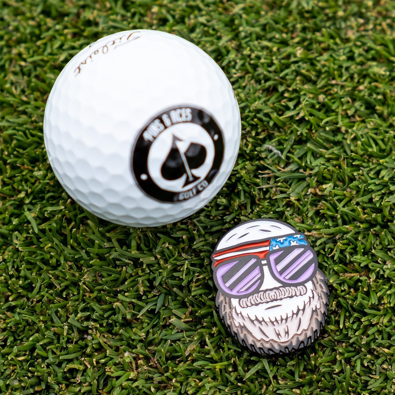 Gus the Degenerate Ball Marker - Pins and Aces