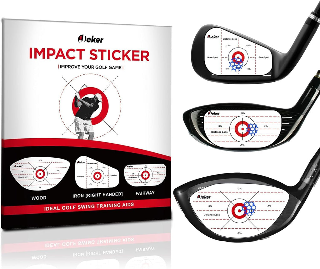 IJEKER Golf Impact Tape - High-Resolution Strike Stickers for Iron, Wood & Fairway Clubs, Non-Residue, Swing Training Aid Impact Labels - Driver 6X20Sheet + Iron 8X15Sheet + Fairway 8X15Sheet (360Pcs) -