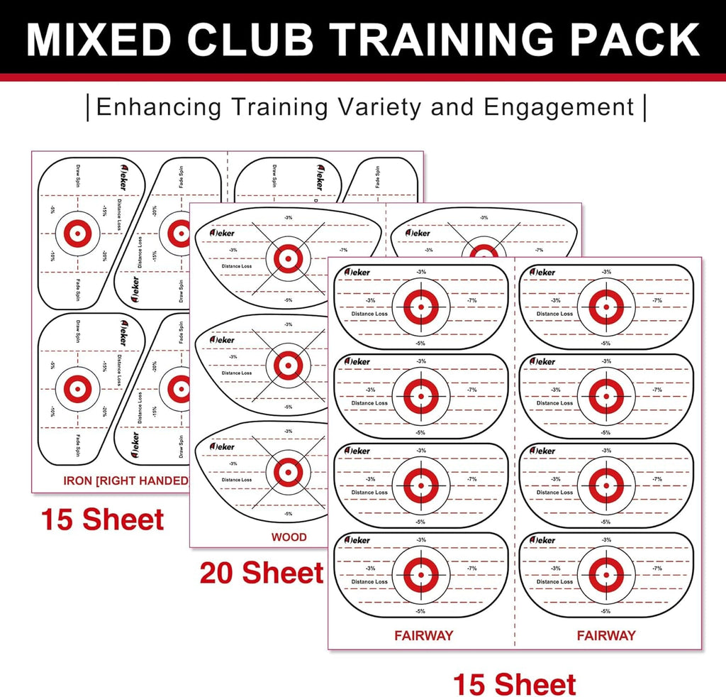 IJEKER Golf Impact Tape - High-Resolution Strike Stickers for Iron, Wood & Fairway Clubs, Non-Residue, Swing Training Aid Impact Labels - Driver 6X20Sheet + Iron 8X15Sheet + Fairway 8X15Sheet (360Pcs) -