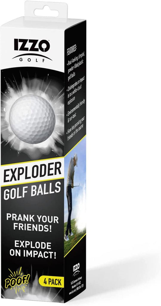 IZZO Golf Exploder Prank Golf Balls 4 - Pack - Golf Joke Ball, Novelty Plastic Exploding Ball with Safe, White Powder - 