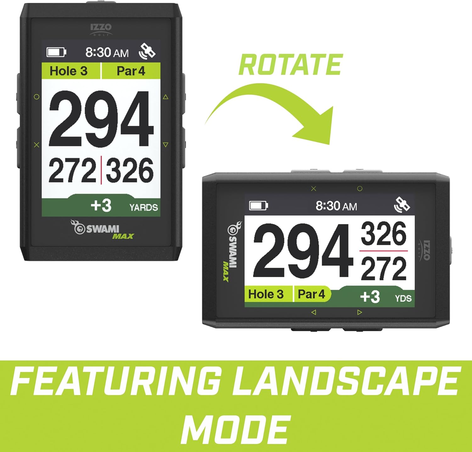 IZZO Golf Swami Max Handheld GPS Unit - Rangefinder Golf GPS with Oversized Large Color Screen - 