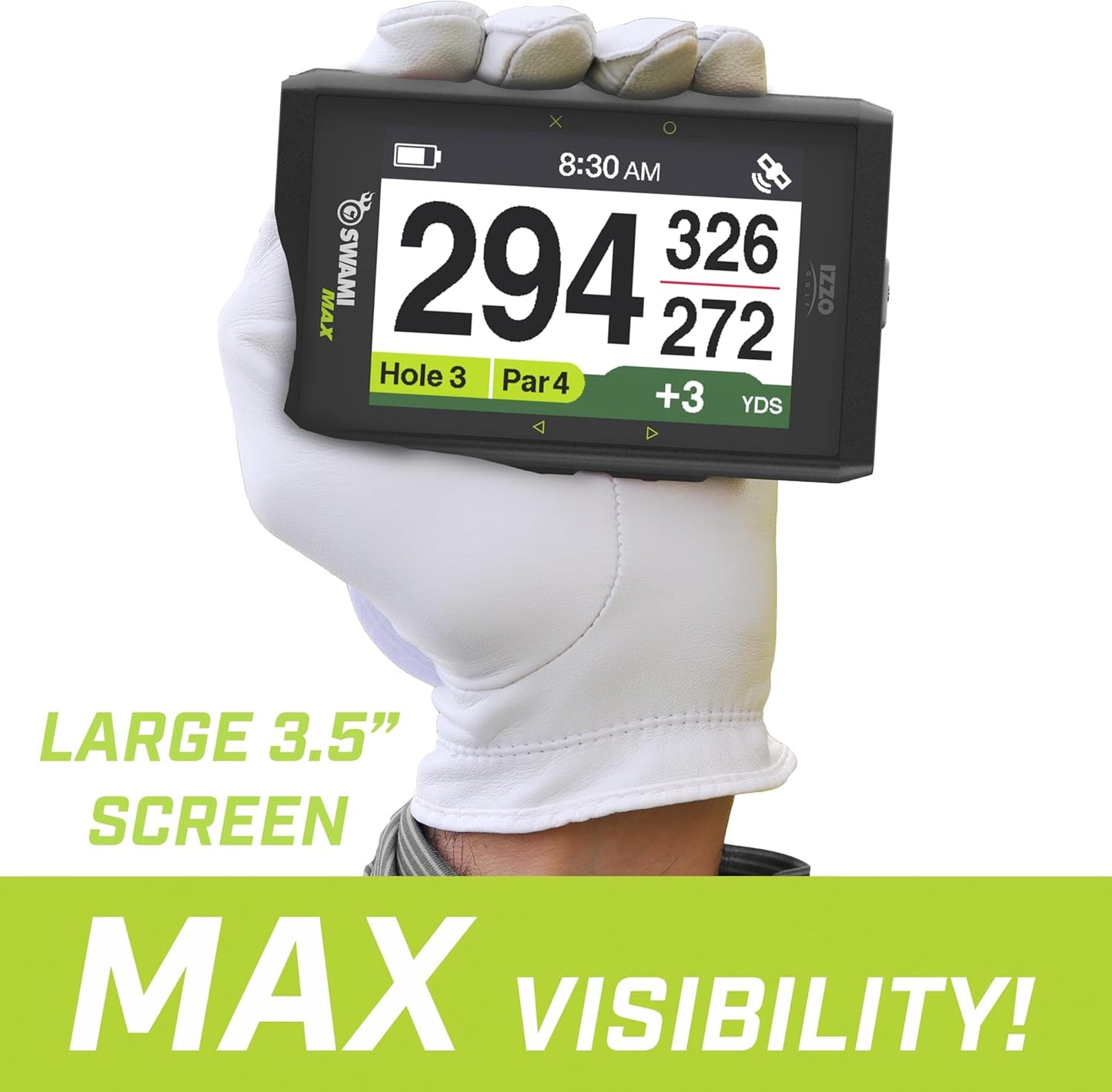 IZZO Golf Swami Max Handheld GPS Unit - Rangefinder Golf GPS with Oversized Large Color Screen - 