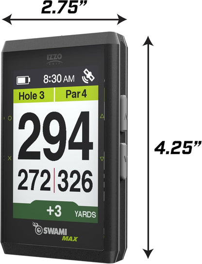 IZZO Golf Swami Max Handheld GPS Unit - Rangefinder Golf GPS with Oversized Large Color Screen - 