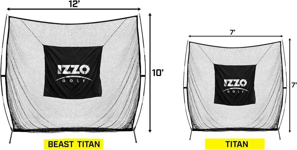 IZZO Golf The Beast Titan 12ft x 10ft Golf Hitting Net - Oversized Home Range Golf Hitting Net for Your Backyard,Black - 