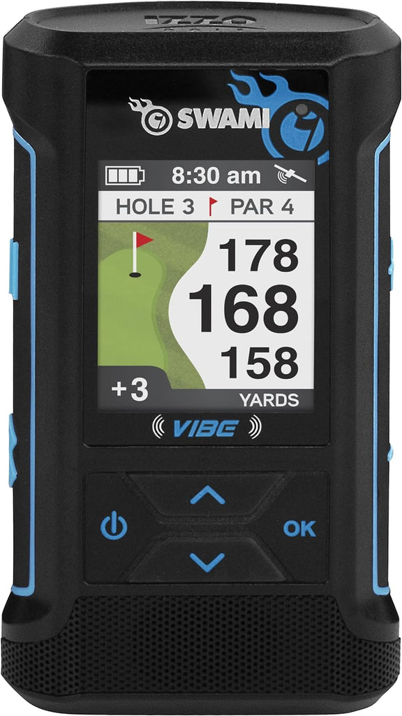 Izzo Swami 6000 Handheld Golf GPS Water-Resistant Color Display with 38,000 Course Maps & Scorekeeper - Vibe - Blue -