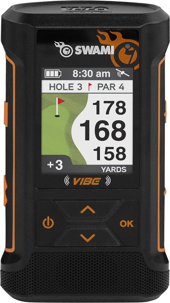Izzo Swami 6000 Handheld Golf GPS Water-Resistant Color Display with 38,000 Course Maps & Scorekeeper - Vibe - Orange -