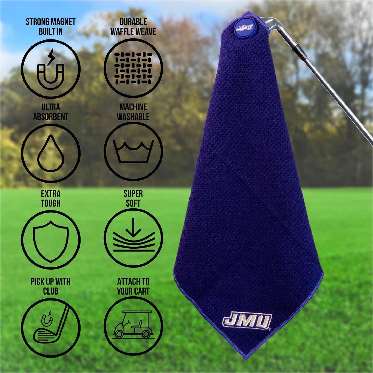 James Madison Magnetic Golf Towel | Team Golf - Team Golf USA
