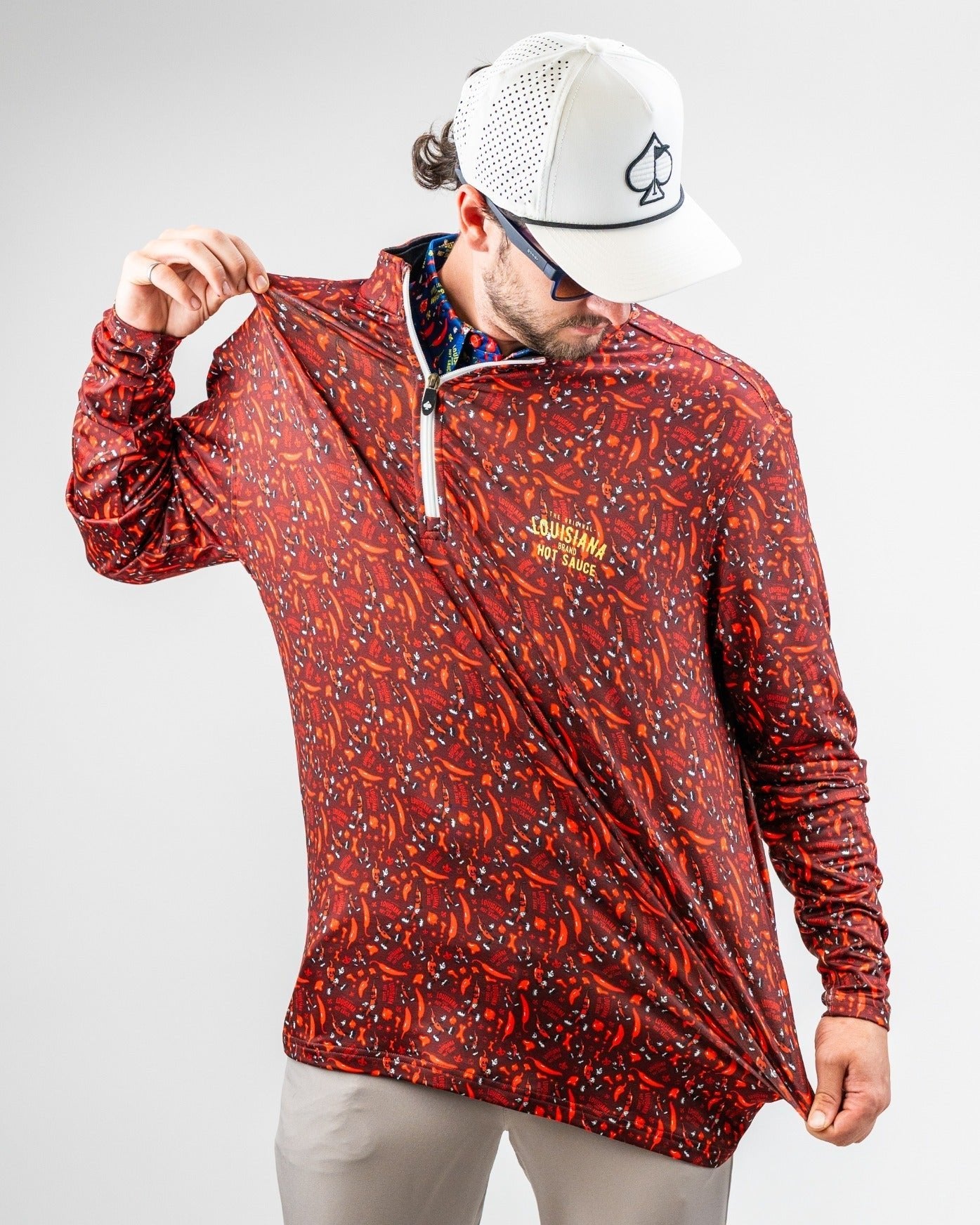 Louisiana Hot Sauce - Dancing Peppers Performance Pullover - Pins and Aces