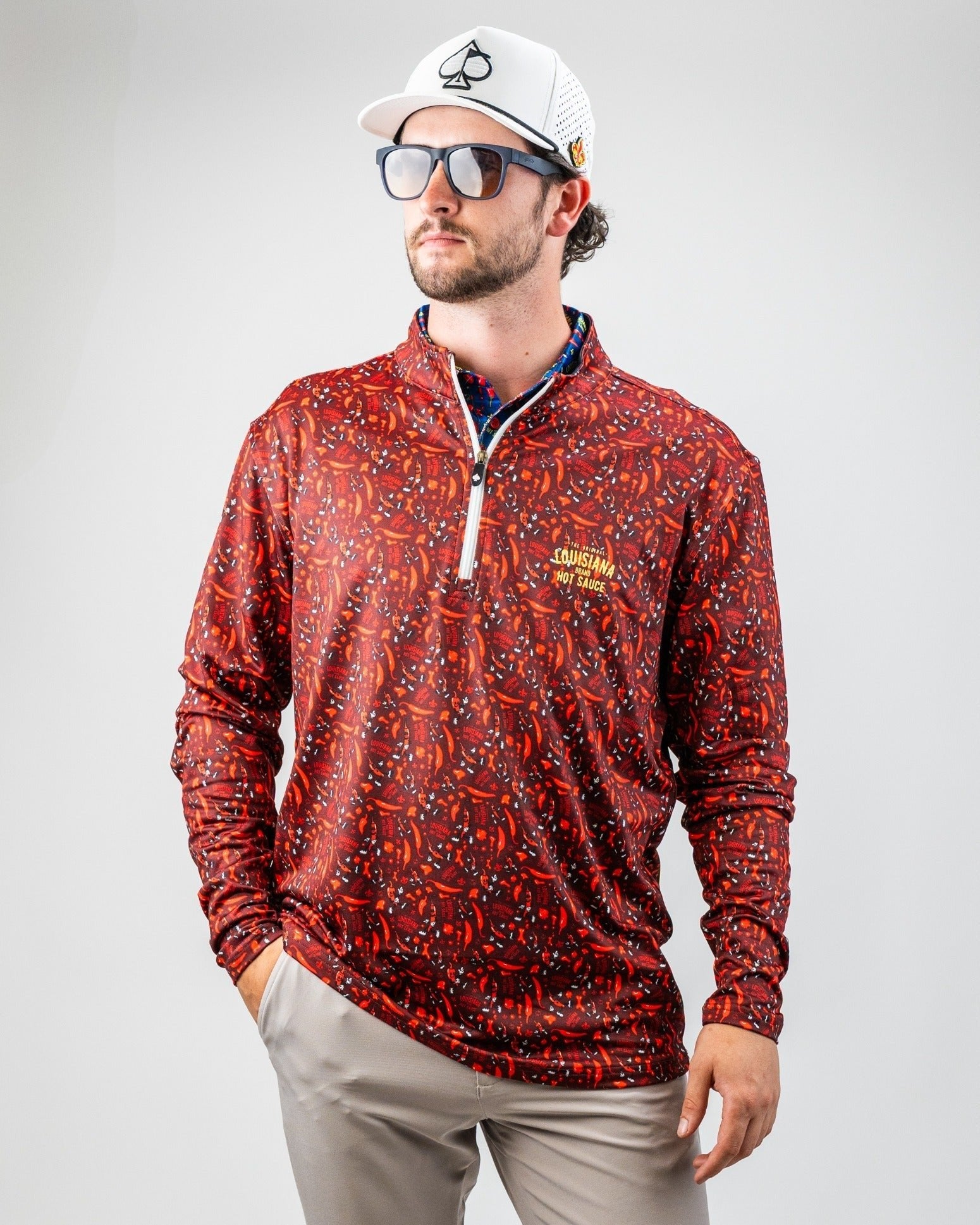 Louisiana Hot Sauce - Dancing Peppers Performance Pullover - Pins and Aces