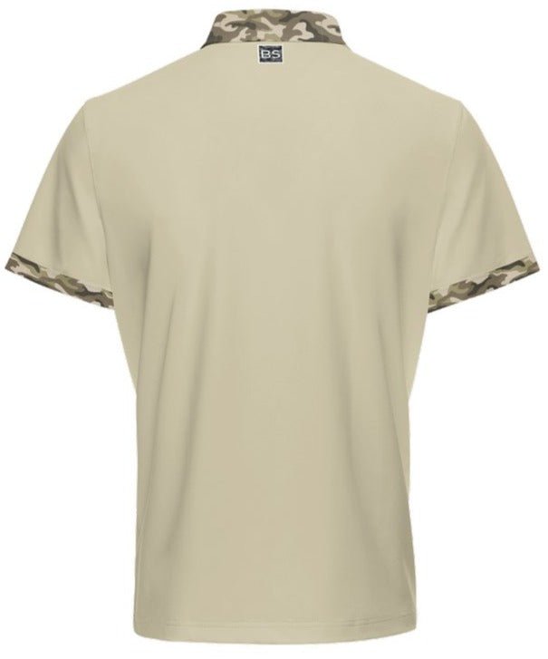 Men's Classic Fit Camo Trim Stretch Polo - S - Beige