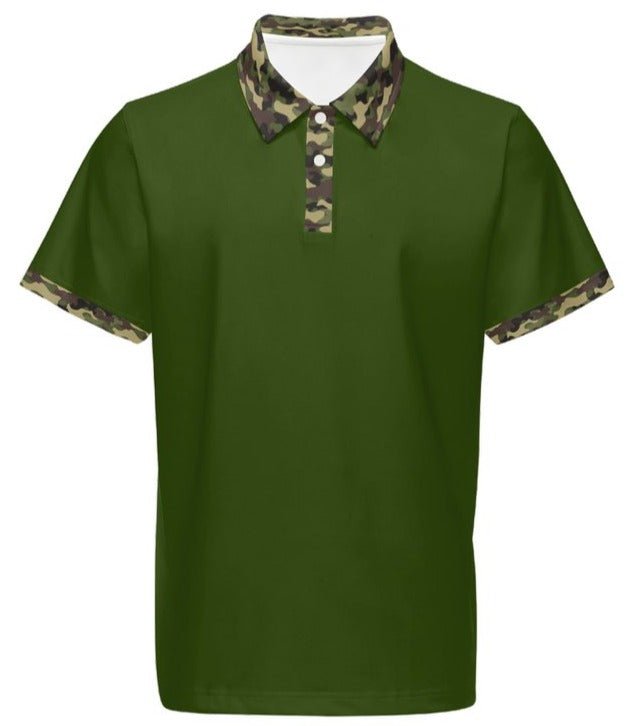 Men's Classic Fit Camo Trim Stretch Polo - S - Forest Green