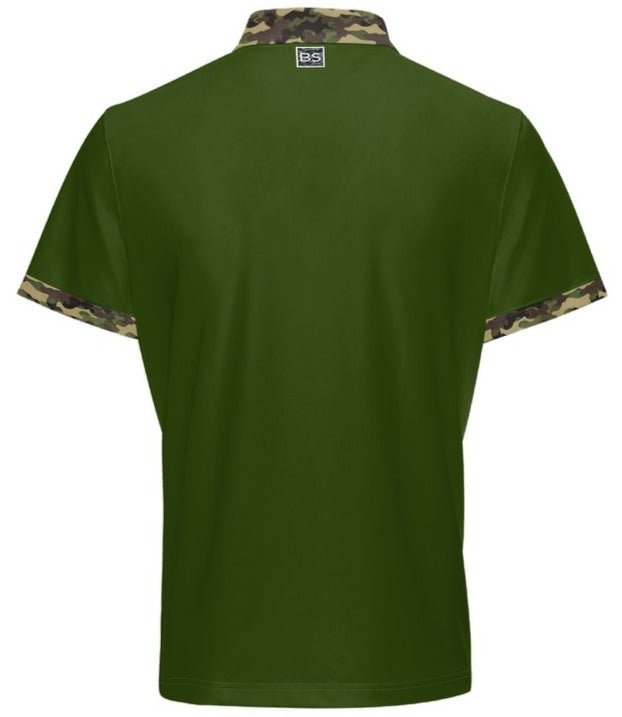 Men's Classic Fit Camo Trim Stretch Polo - S - Forest Green