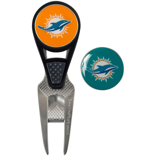 Miami Dolphins CVX Ball Mark Repair Tool & 2 Ball Markers |Team Effort - Team Effort